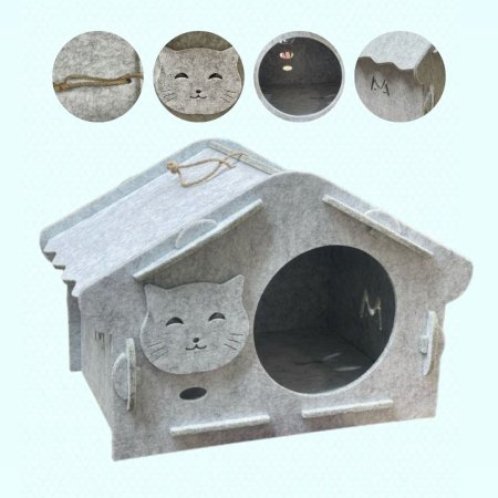 بيت شمواه للقطط باب قطة (رمادي )