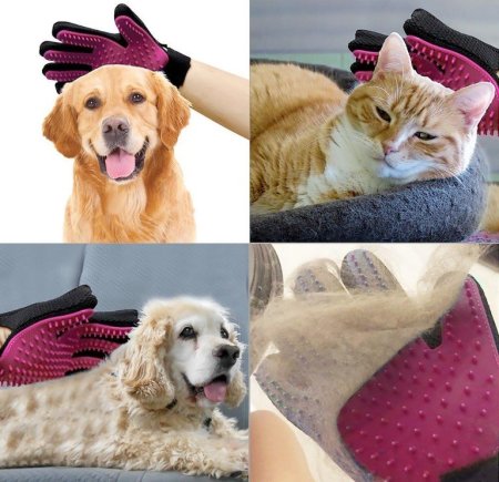 مشط كف بوجهين  لإزالة الشعر، تدليك الحيوانات الأليفة