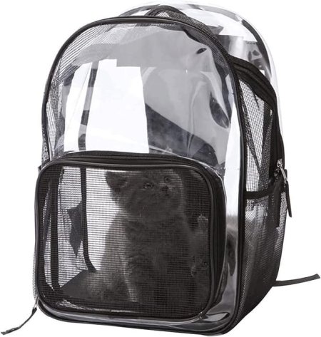 شنطة قطط شفاف على الضهر