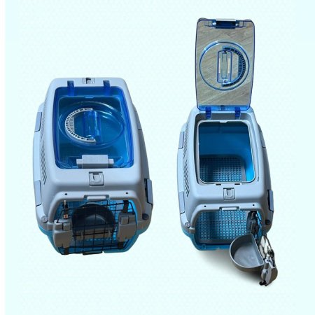 نقالة قطط وكلاب مع باب سطحي ومأكلية